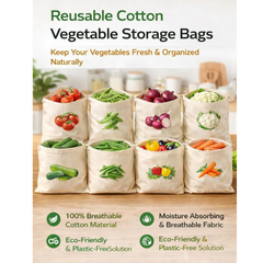 Pack of 20 Cotton Vegetable Storage Bags