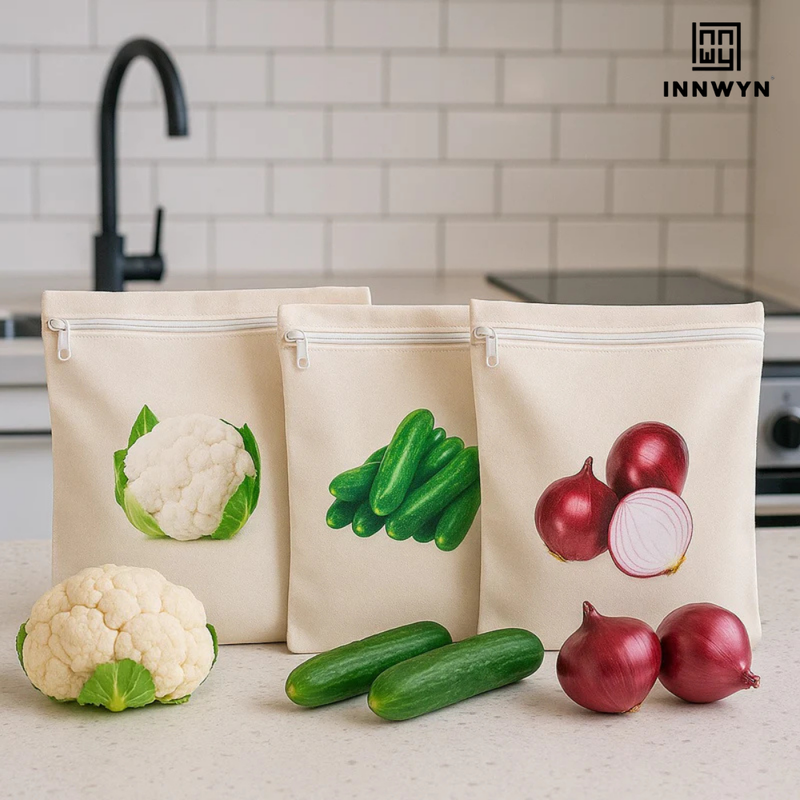 Pack of 5 Cotton Vegetable Storage Bags