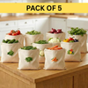Pack of 5 Cotton Vegetable Storage Bags