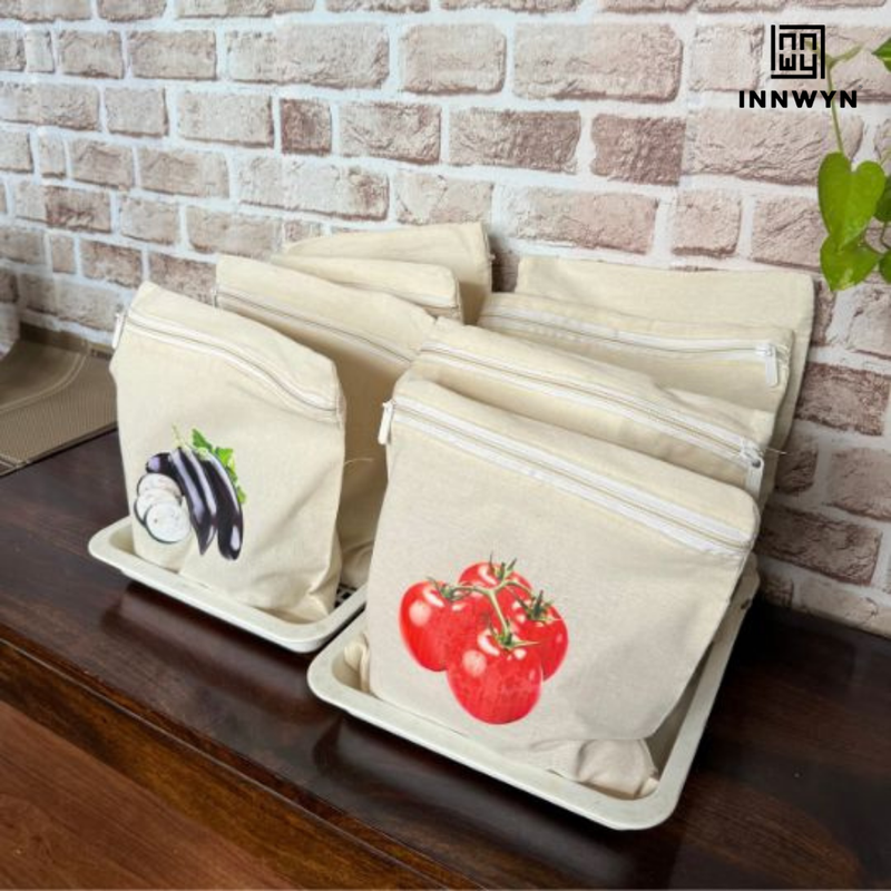 Pack of 10 Cotton Vegetable Storage Bags