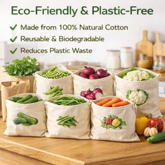 Pack of 20 Cotton Vegetable Storage Bags