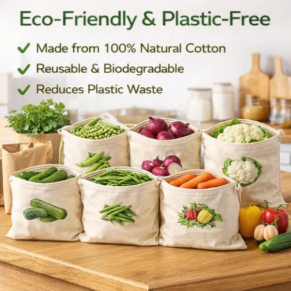 Pack of 20 Cotton Vegetable Storage Bags