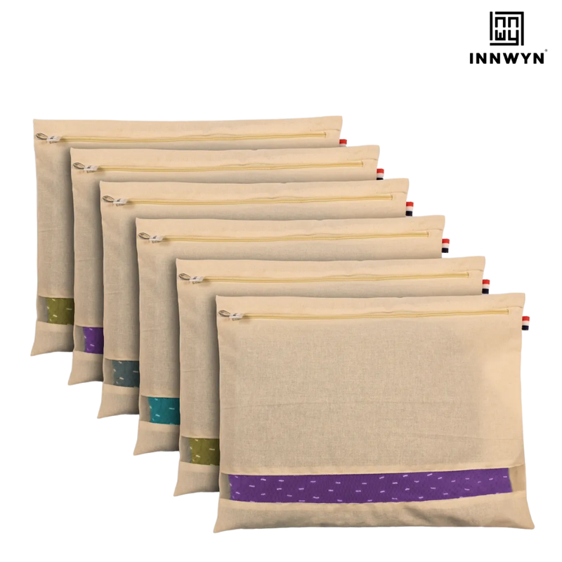 Pack of 6 Cotton Saree Storage Bags