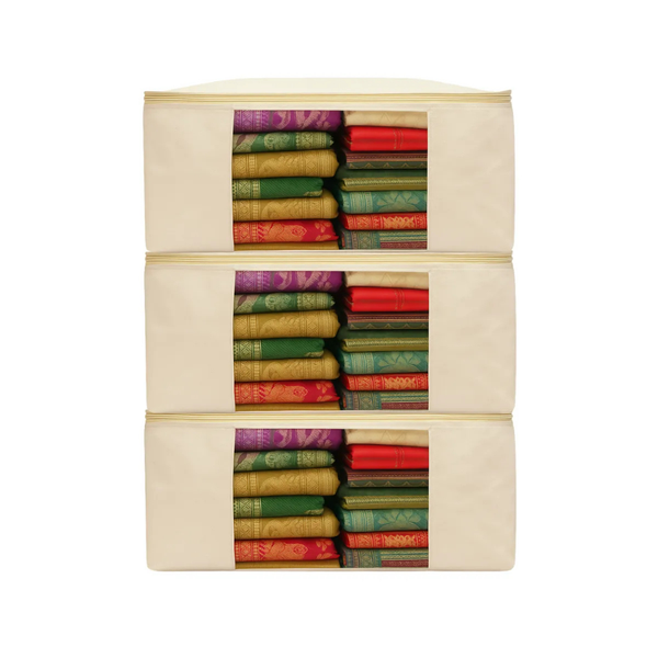 Pack of 3 Cotton Canvas Storage Bags
