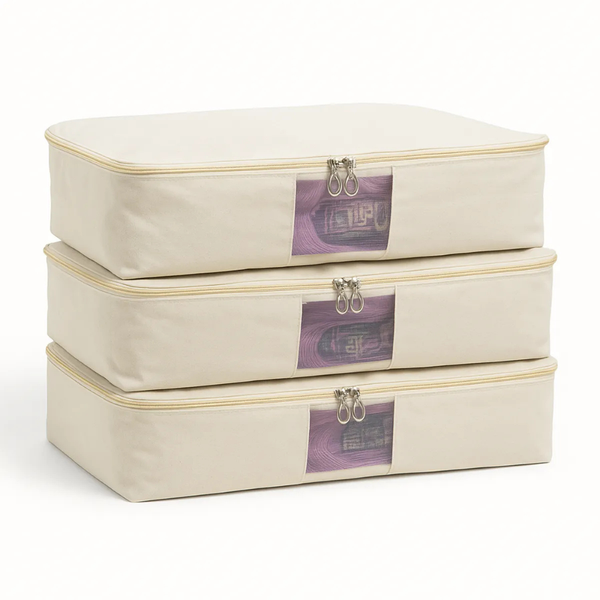 Pack of 3 Cotton Canvas Storage Bags