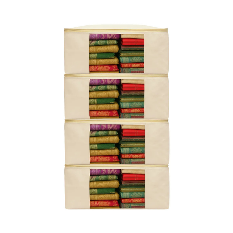 Pack of 4 Cotton Canvas Storage Bags