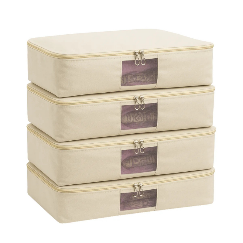 Pack of 4 Cotton Canvas Storage Bags