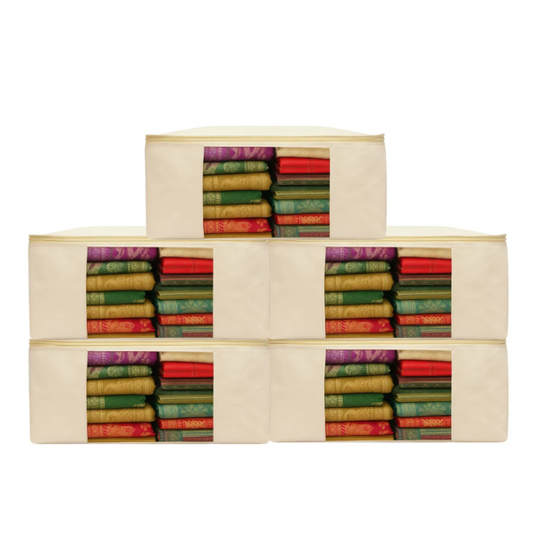 Pack of 5 Cotton Canvas Storage Bags