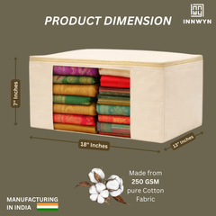 Pack of 5 Cotton Canvas Storage Bags