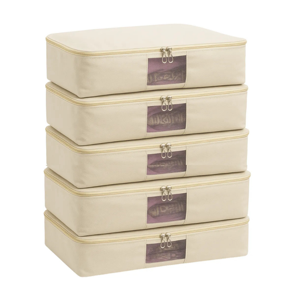 Pack of 5 Cotton Canvas Storage Bags