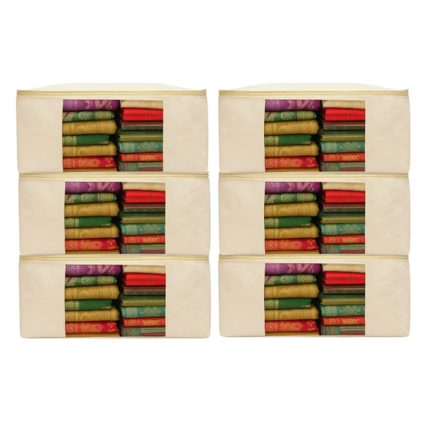 Pack of 6 Cotton Canvas Storage Bags