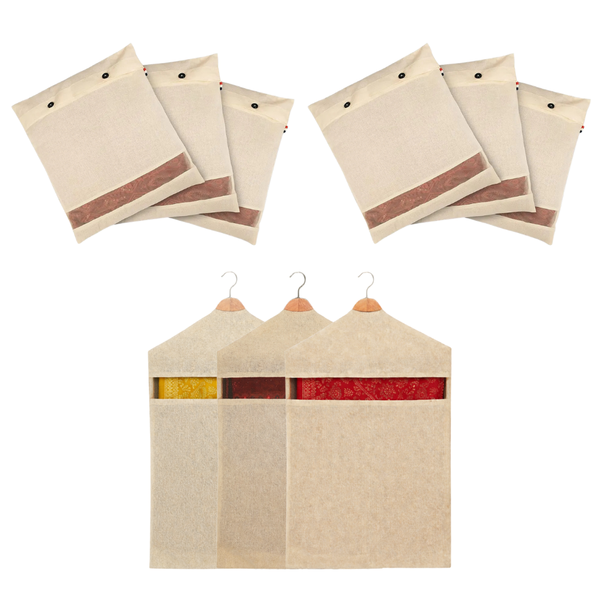 3 Hanging Saree Covers with 6 Cotton Saree Covers